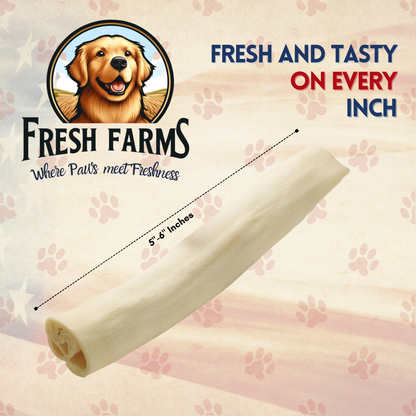 50 Units Per Pack of  Natural Rawhide 5-6" Rolls Value Pack: One Single Layer Premium Cut Rawhide Dog Chews Long Lasting, no Small Pieces, for Aggressive chewers. No preservatives, Perfect Natural Dog Care.