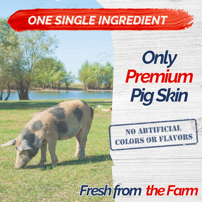 Fresh Farms 18 PK 3-4" Natural Roasted Pork Skin Knotted Bones for Dogs – Rawhide Free, Fully Digestible, Long-Lasting Chews