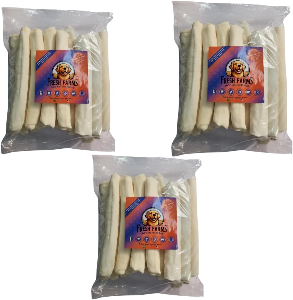 Premium Rawhide Economy Box: 3 Bags 20PK 9-10" Natural Rawhide Rolls