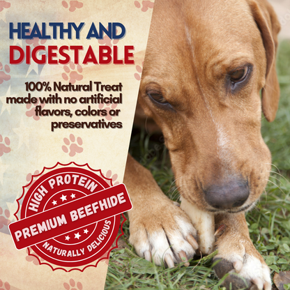 50 Units Per Pack of  Natural Rawhide 5-6" Rolls Value Pack: One Single Layer Premium Cut Rawhide Dog Chews Long Lasting, no Small Pieces, for Aggressive chewers. No preservatives, Perfect Natural Dog Care.